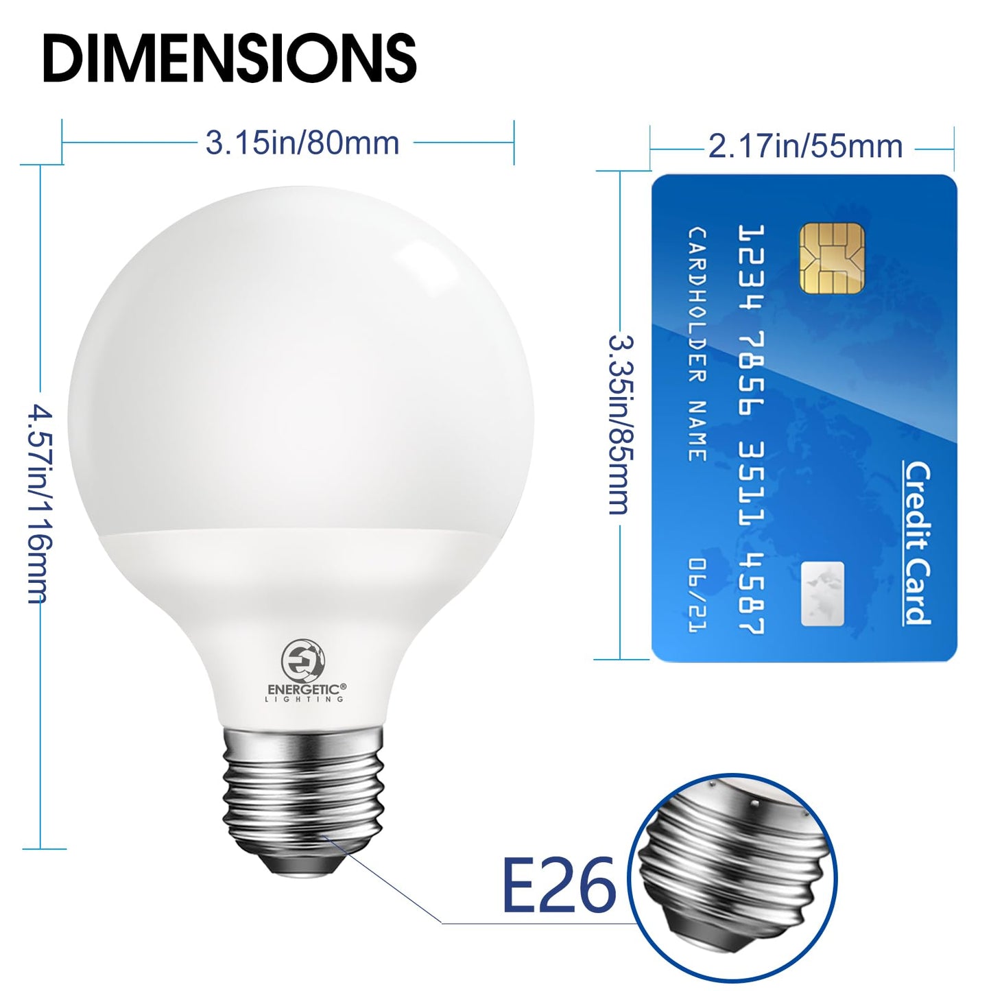 Vanity Globe Light Bulbs G25 LED for Indoor Bathroom Mirror Living Area, 5000K Daylight, Dimmable 600 Lumens, 6W, E26 Base, Round Frosted Classic