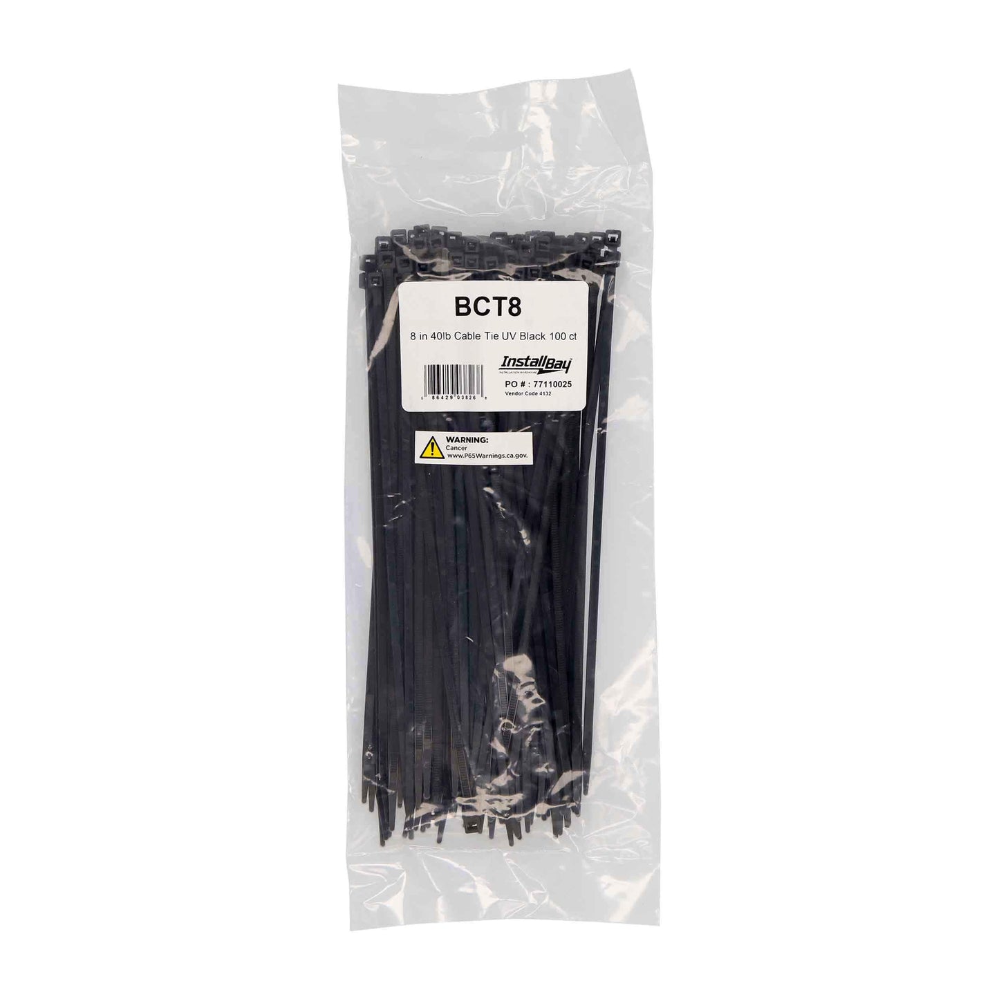 Install Bay BCT8 8-Inches Cable Tie 40 Pound - 100 Pack (Black)