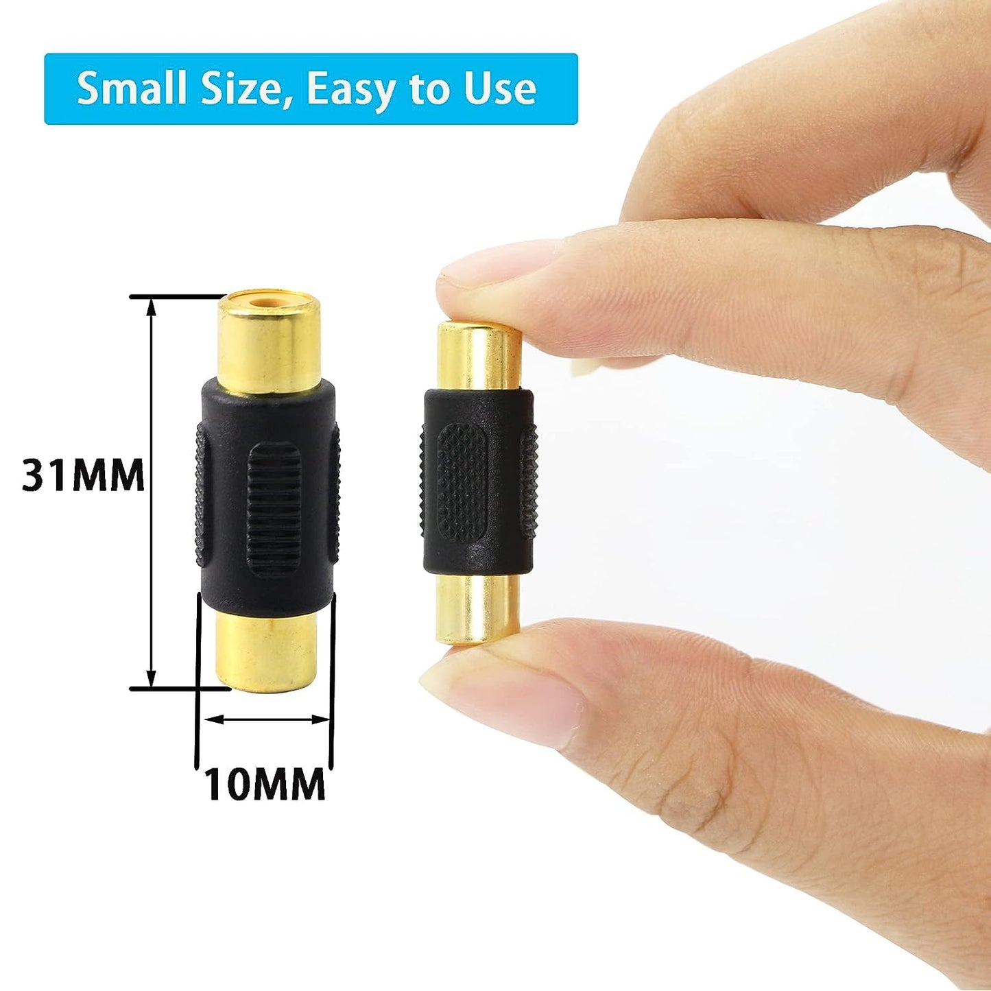 JDYYICZ 8-Pack Gold Plated RCA Female to RCA Female Coupler