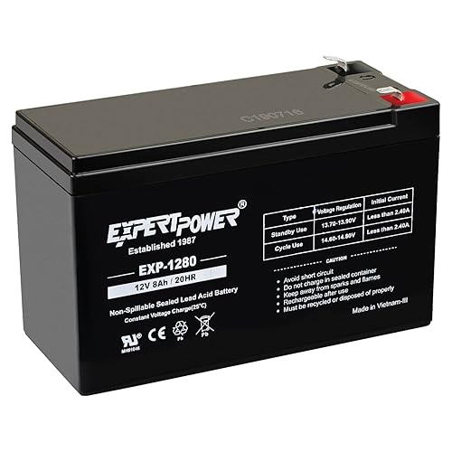 ExpertPower EXP1280-12V 8AH SLA AGM Rechargeable 12V Battery for Ride on Toys, APC Backup UPS Battery Replacement, 12 Volt Batteries for Alarm…