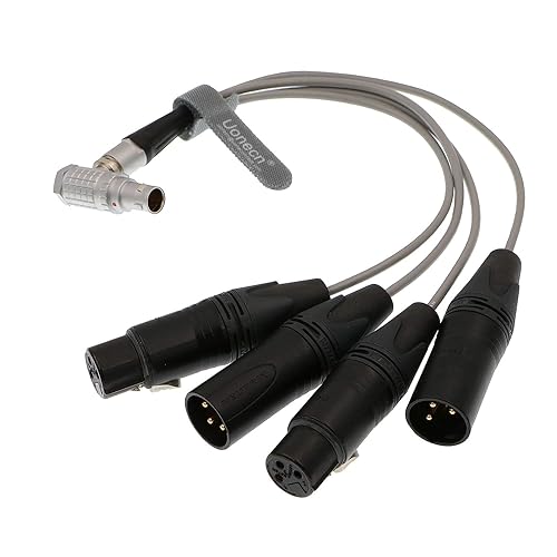 Uonecn 10 Pin Male Plug to 4 XLR 3 Pin Breakout Audio Input Output Cable for Atomos Shogun Monitor Recorder Audio Splitter 30cm