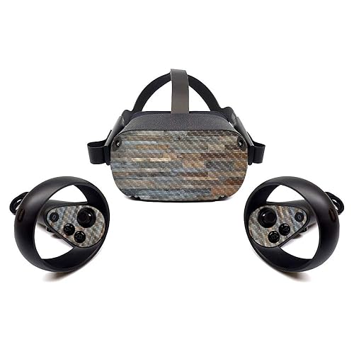 MightySkins Carbon Fiber Skin for Oculus Quest - Gray Wood | Protective, Durable Textured Carbon Fiber Finish | Easy to Apply, Remove, and Change
