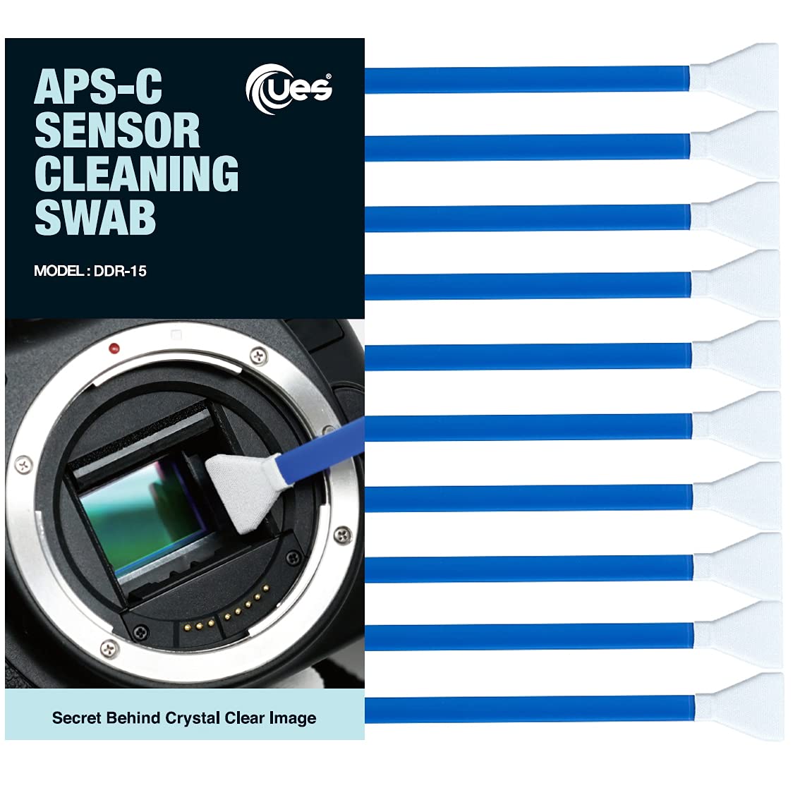 UES DDR15 APS-C Sensor Cleaning Swabs for Reflex and Mirrorless Digital Camera Compatible with Sony, Nikon, Canon CCD CMOS Sensors Clean (10 x Swabs)