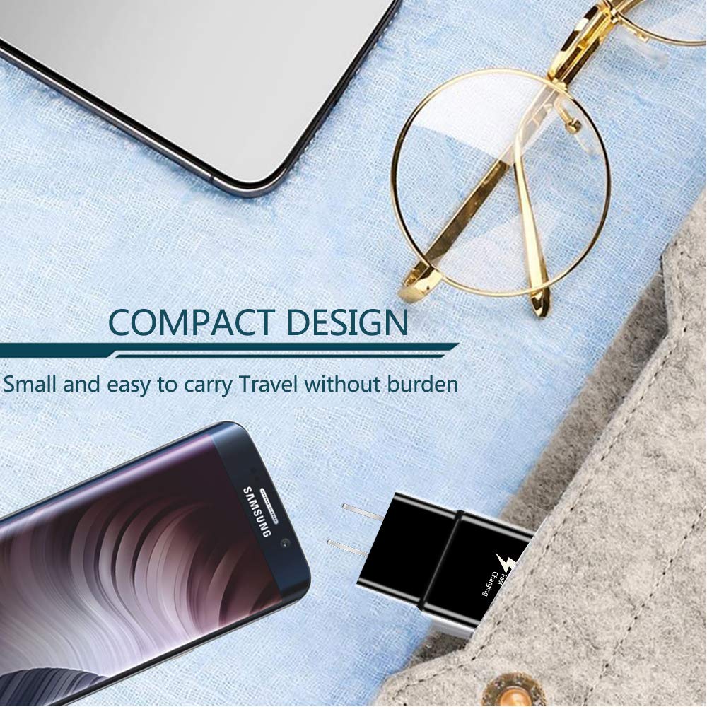 2 Pack Fast Charging Block, USB Adaptive Fast Charger Box Android Cell Phone Tablet Adapter for Samsung Galaxy S20 S10 S9 S8 S7 A56 A55 A54 A40 A36