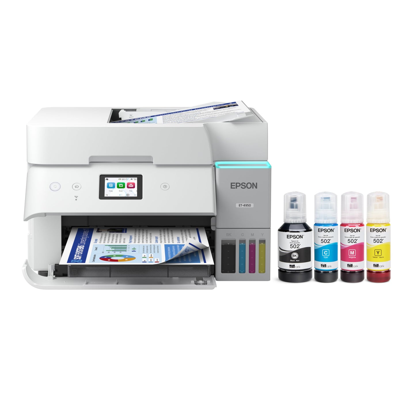 Epson EcoTank ET-4950 Wireless All-in-One Color Supertank Printer with up to 3 Years of Ink, Refillable Tanks, Perfect for Home, 18 PPM, 2.4" Color