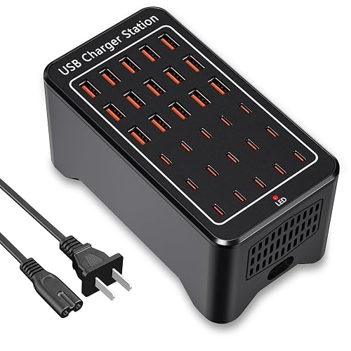 150W USB C Charging Station, 30 Port Fast Multi Device Charger (15 USB-C + 15 USB-A) Desktop Charger Hub, Compatible with iPhone Samsung iPad Google