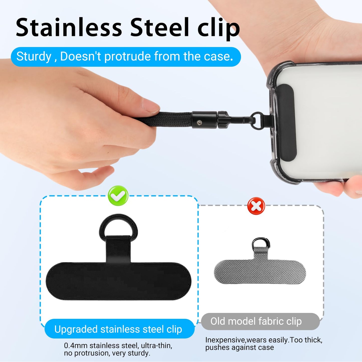 ZANEDY Universal Adjustable Phone Wrist Strap, Wristlet & Hand Cell Phone Lanyard With Metal Tether Tabs for Women and Men(3 Pack) (Black)