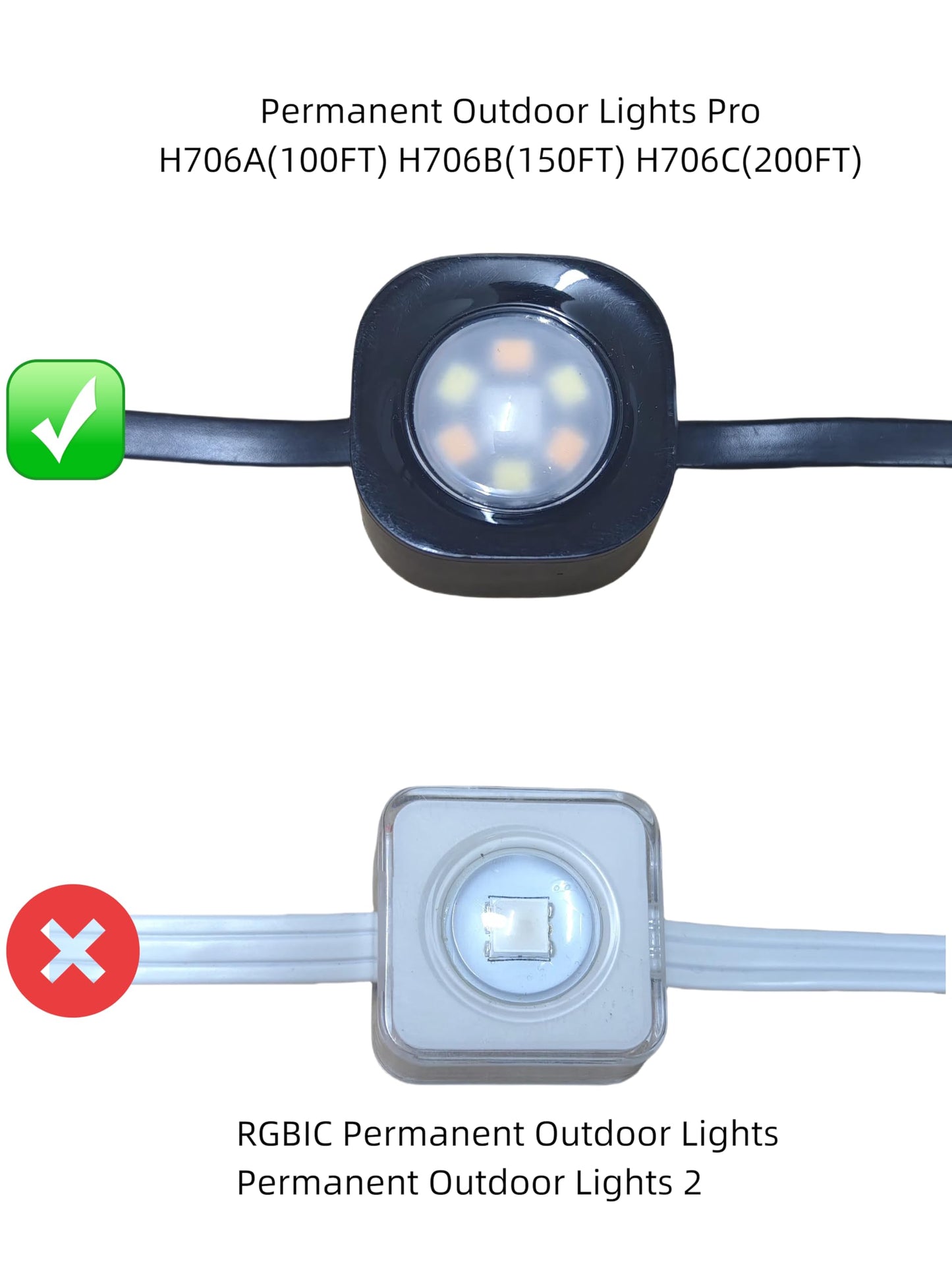AHPOON 60/90/120 Packs Light Clips Mounts Bracket Compatible with Govee Outdoor Lights Pro ?H706? 200FT, 128 Packs?250 Screws Included,Black