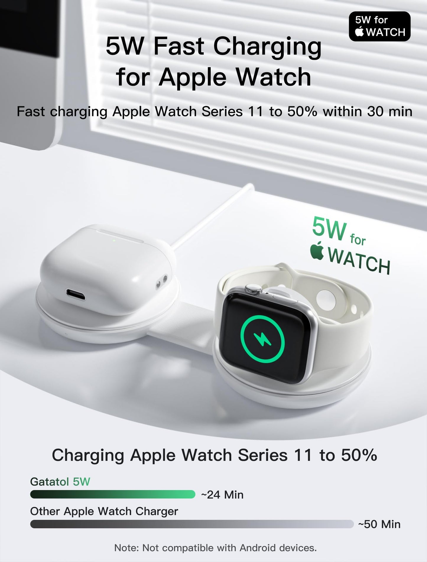 2 in 1 Magnetic Wireless Charger, Qi2 25W Fast Charging Travel Station Pad Compatible with MagSafe for iPhone Air/17/16/15/14/13/12, 5W for Apple