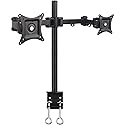 SIIG Articulating Dual Monitor Desk Mount - Mounting kit (Desk clamp Mount, mounting Pole, 2 mounting arms) for LCD Display - Black - Screen Size: 13"