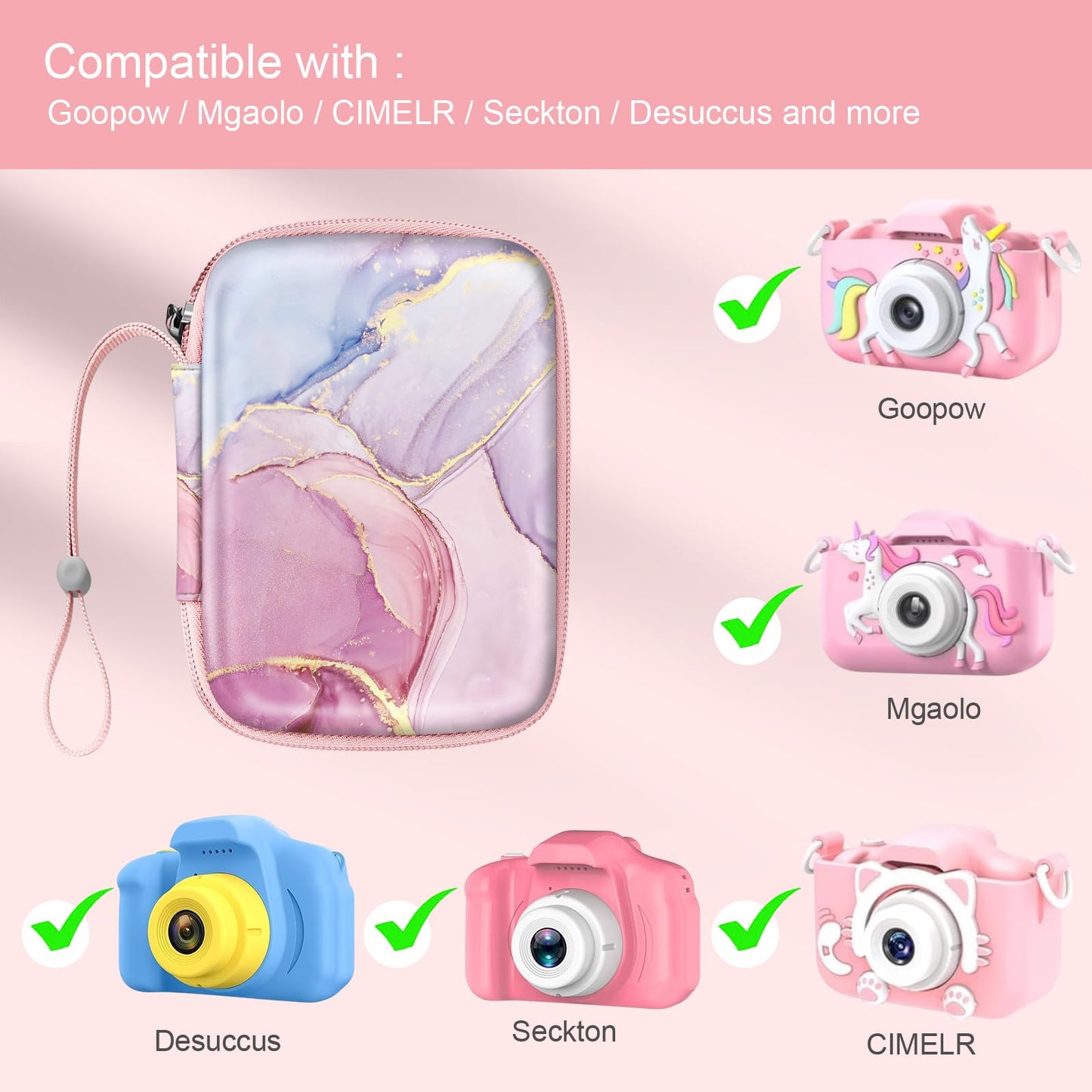 FINTIE Kids Camera Case Compatible with Goopow/Seckton/Dylanto/Mgaolo/Masterbee/CIMELR/Desuccus Kids Digital Camera Toys, Children Carrying Bag