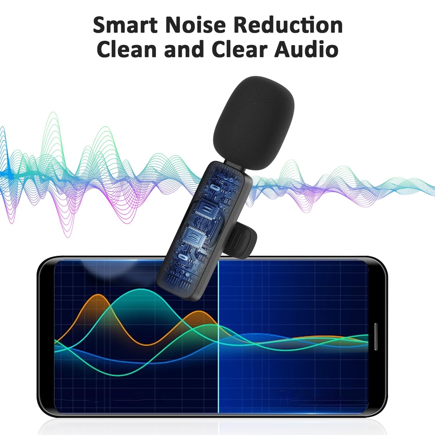 MAYBESTA Wireless Lavalier Lapel Microphone for iPhone Android Phone Laptop - Bluetooth Mini Mic with USB C Interface for YouTube Tiktok Video