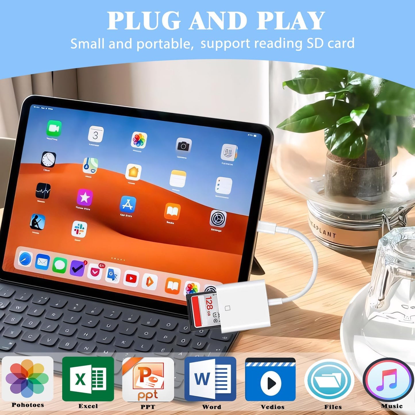 iPhone SD Card Reader USB C, Digital Camera Adapter iPhone 17, Trail Camera SD Card Reader USB C Memory Card Reader for iPhone