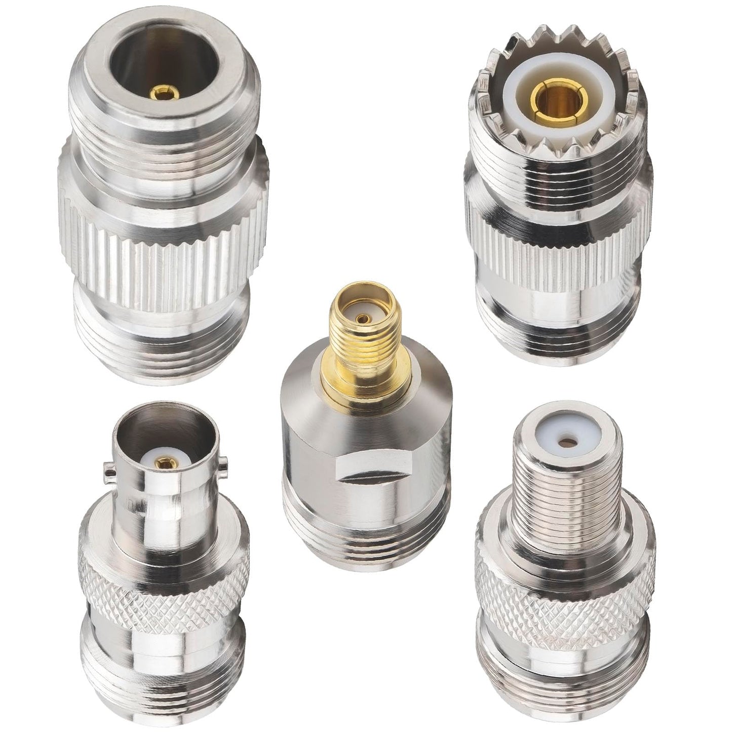 Kaunosta 10-Piece N-Type Adapter Kit,50 Ohm RF Adapter Kit, N-Female to F/BNC/SMA/UHF/N Male & Female Coax Set for Ham Radio, Uniden Scanner, SWR