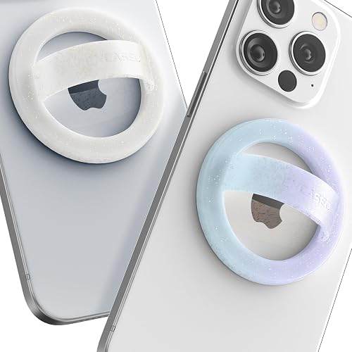 2-Pack Magnetic Phone Grip Holders Compatible with MagSafe, Soft-Touch Silicone Finger Loops for iPhone, Comfortable and Secure Fit (Clear Sparkle