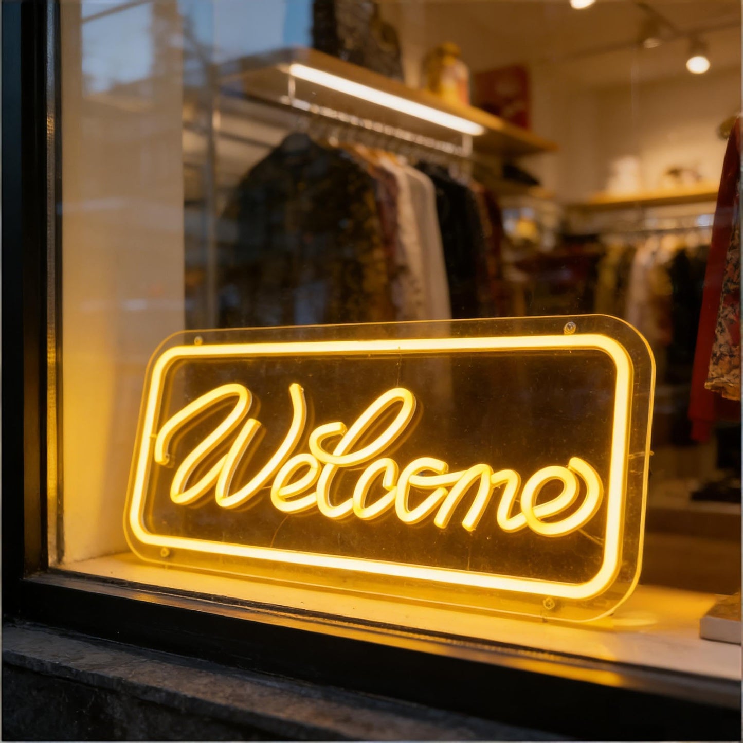 Welcome Neon Sign, USB Powered Dimmable Neon Light Home Welcome Sign Decor for Entryway Store Shop Living Room Bedroom Party Wall Table 16.1 x 6.9 In