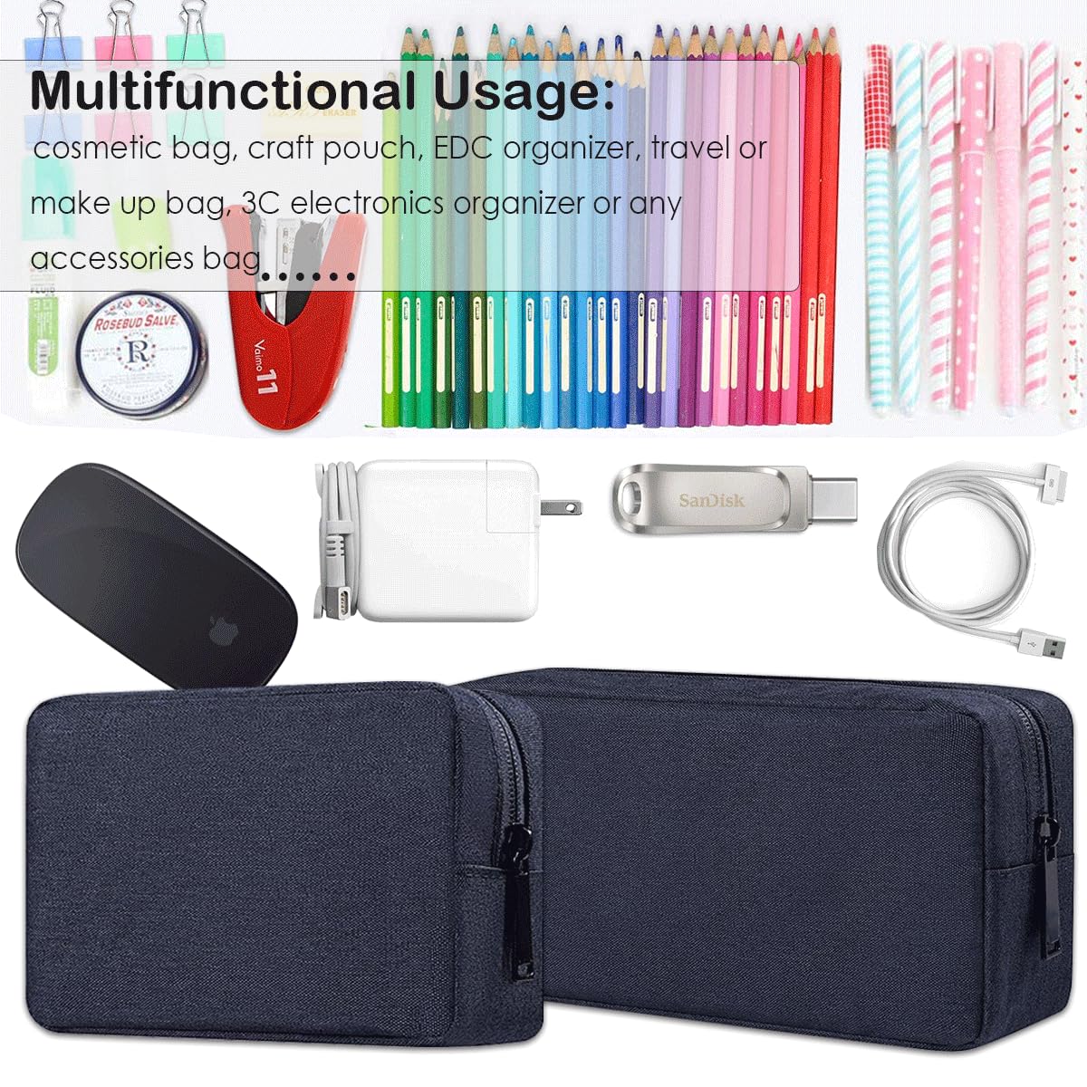 CAAORDKSO Electronic Organizer Accessory Pouch, Travel Electronic Accessories Storage Case Cable Organizer Bag for MacBook Charger, Power Bank, Hard
