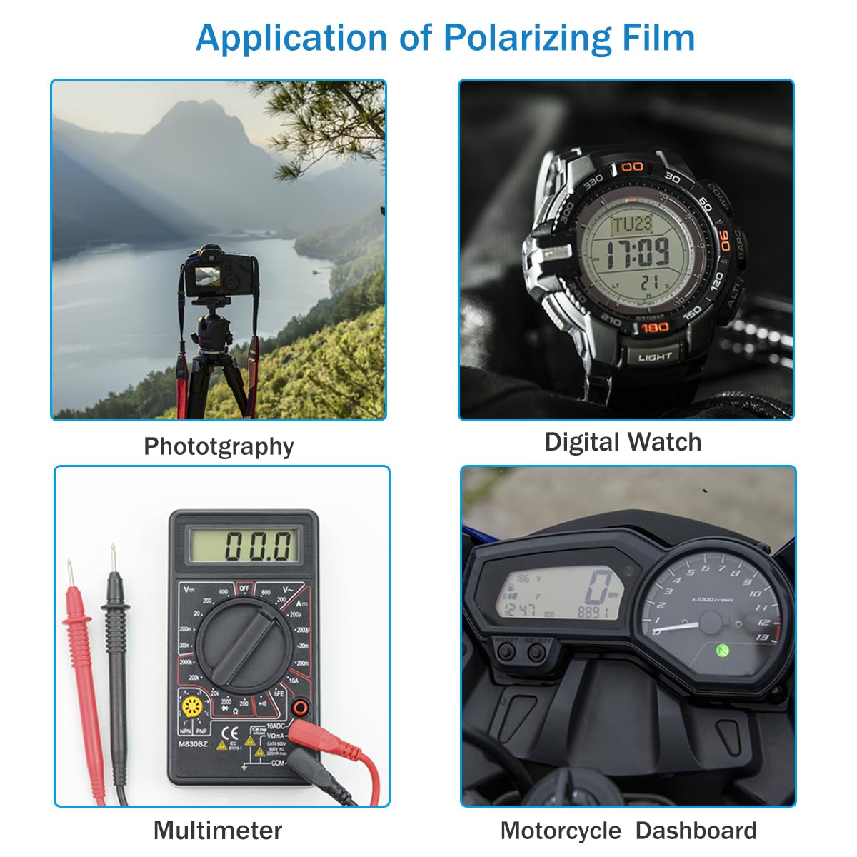 Polarized Film Sheets 3 PCS 7.8 x11.8inches/20x30cm Polarizer Linear Polarizing Filter Non-Adhesive for Educational Physics Photography Lighting