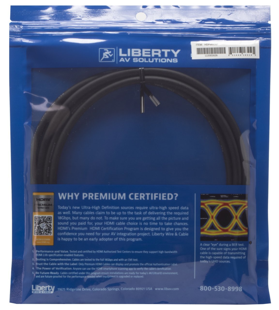 Liberty Premium High Speed HDMI Cable HDPMM (24ft)