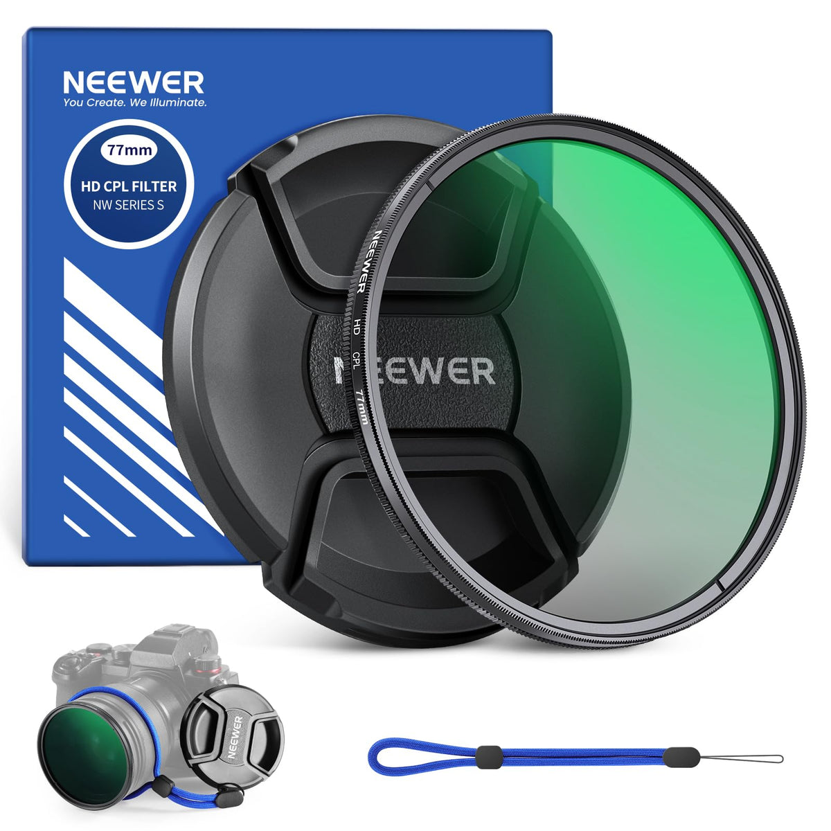 NEEWER 77mm CPL Filter with Lens Cap, Ultra Slim Multi Resistant Nano Coated Circular Polarizing Filter with HD Optical Glass for Camera Lens, Reduces