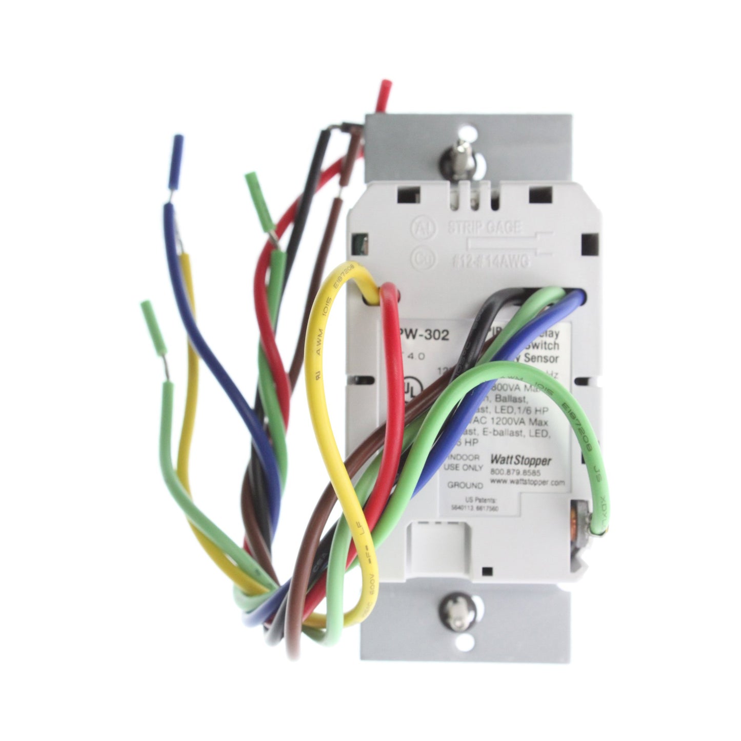 Watt Stopper PW-302-W 2 Relay Wall Switch Occupancy Sensor, 120/277V 1200W White