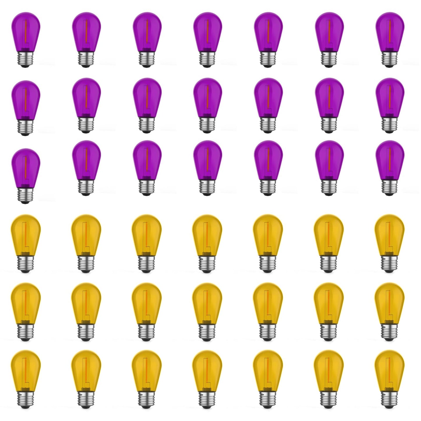 GvvooHome S14 Orange & Purple Replacement Bulbs for Patio Lights, 42 Pack