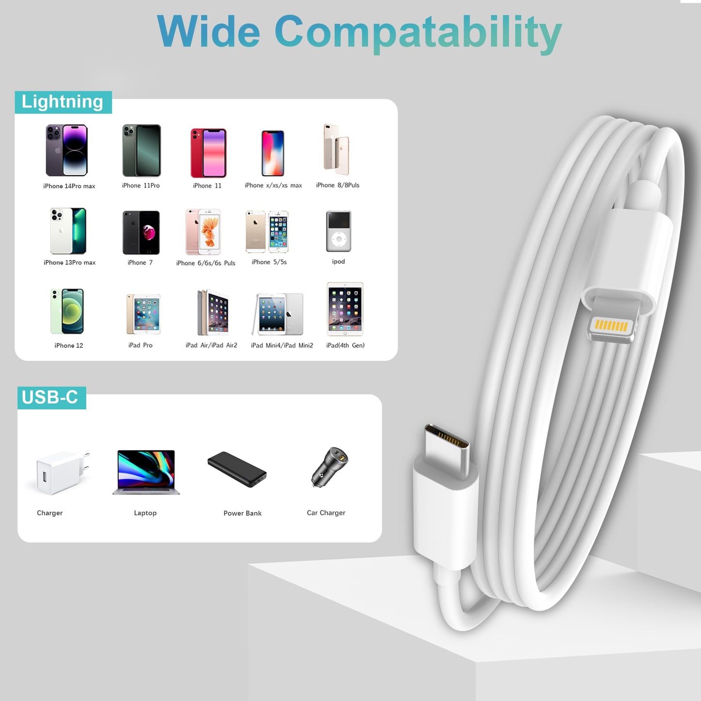 DCNETWORK USB C to Lightning Cable,3.3FT iPhone Charger Fast Charging iPhone Charger Cord Compatible with iPhone 14 13 12 11 Pro Max XR XS X 8 7 Plus…