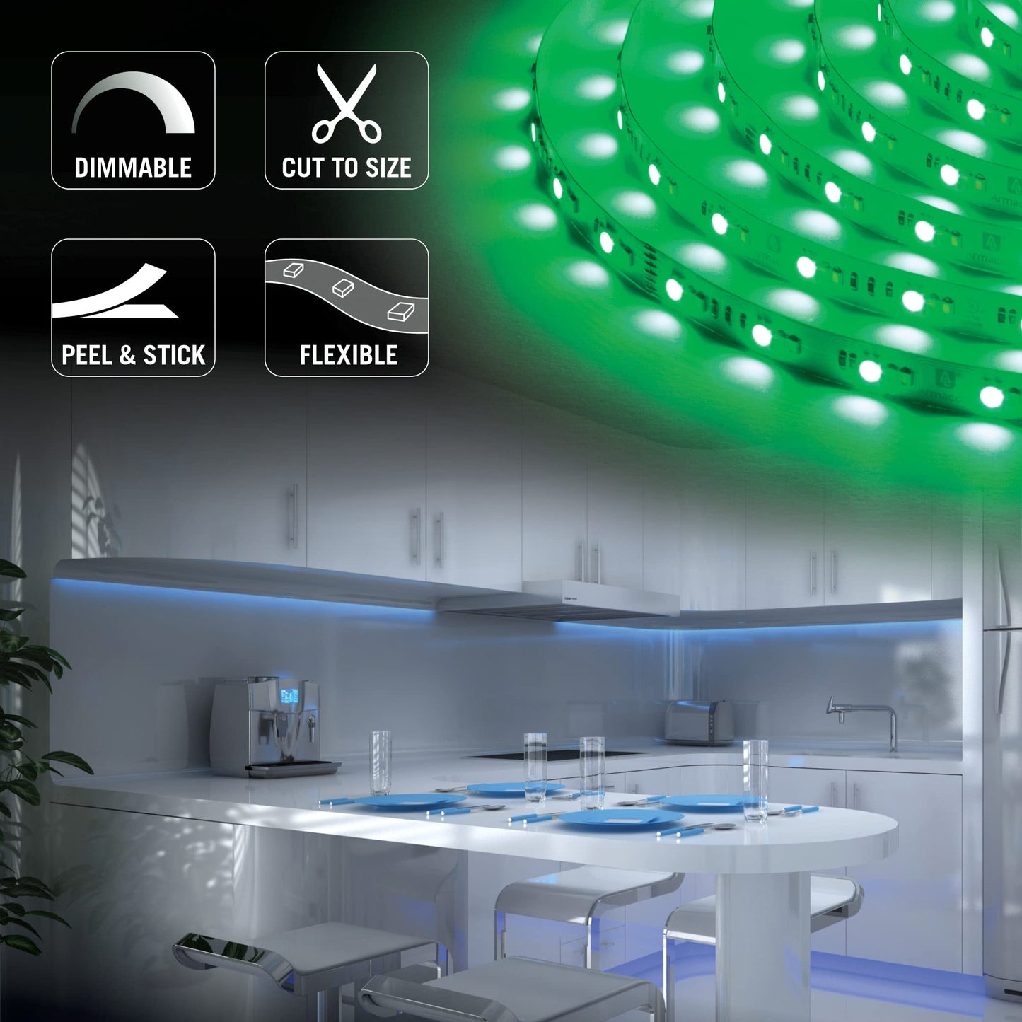 Armacost Lighting RibbonFlex Pro 24V RGB+WW LED Strip Light Tape 36 + 36 +36 LED/m, 32' (10M) 645250