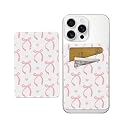 AWHSCP Cute Pink Bow Phone Wallet, Dual Pocket Credit Card Sticky Wallet, Compatible with Most Cell Phones, Adults, Unisex, Faux Leather, Phone