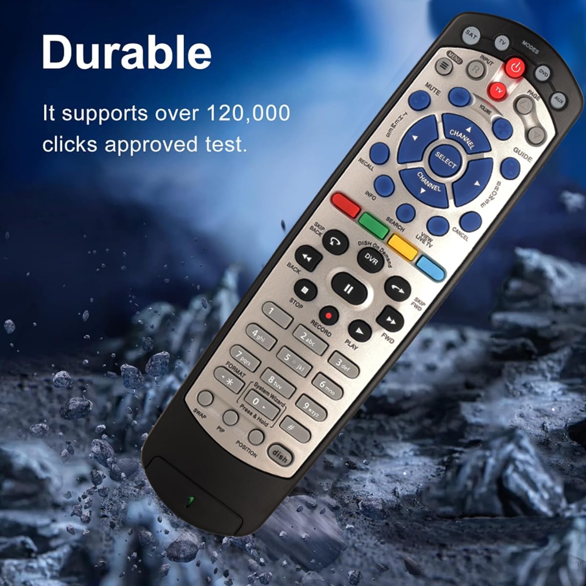2 Pack New Dish Remote for Dish Network 20.1 IR Satellite Receiver TV DVD VCR Remote Control (Black)