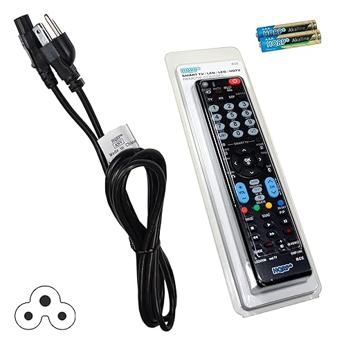 HQRP AC Power Cord and Remote Control Compatible with LG 42LA6205 42LA6205UA 42LB5600 42LB6300 42LF5600 HDTV LCD LED Plasma TV