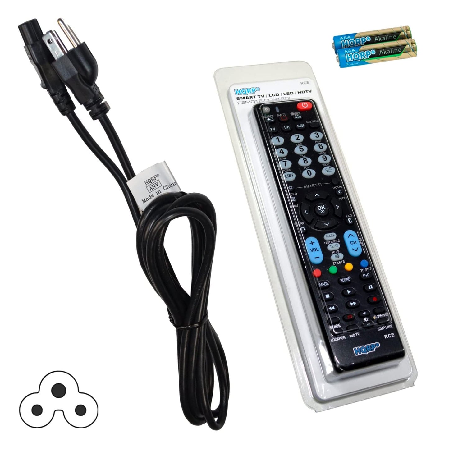 HQRP AC Power Cord and Remote Control Compatible with LG 42LA6205 42LA6205UA 42LB5600 42LB6300 42LF5600 HDTV LCD LED Plasma TV