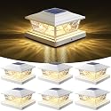 NIORSUN Solar Post Lights Outdoor 6 Pack, 2 Modes LED, Deck Fence Post Solar Lights for 3.5x3.5 4x4 5x5 5.5x5.5 Caps Patio Garden Decoration, White
