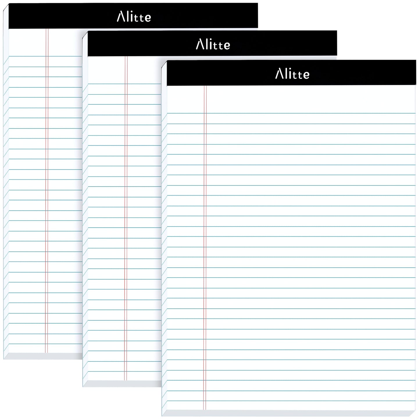 Alitte Legal Notepads 8.5 x 11, Pack of 3 - Perforated Wide Ruled Writing Pad - Premium Thick Paper, No Ink Bleeding - Blank Legal Pads For Home