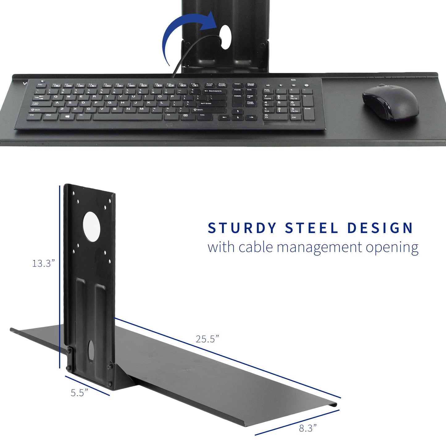 VIVO Computer Keyboard and Mouse Platform Tray VESA Mount Attachment 25.5 x 8 inch Surface (MOUNT-KB03)