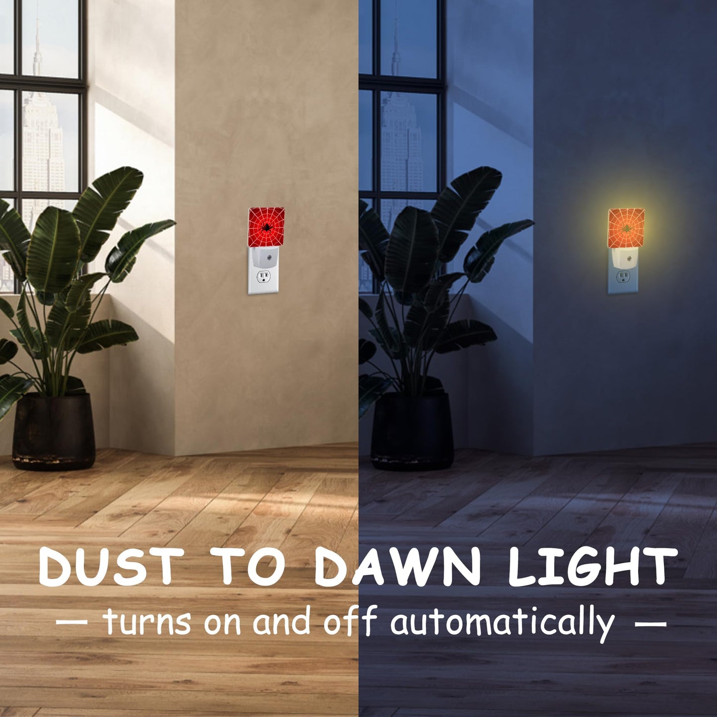 Neidius Red Spider Web Night Light,Cobweb Trap Gossamer Plug-in Night Light Auto Dusk-to-Dawn Sensor Energy Efficient LED Lamp for Room