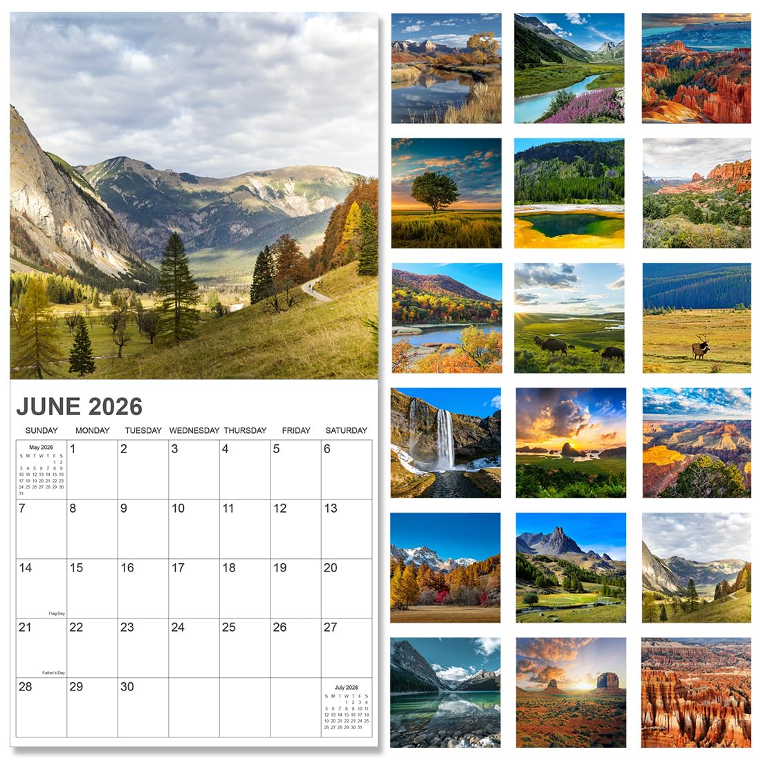 Calendar 2026 from January 2026 - December 2026, 12" x 24" Opened 12 Months Calendar, Full Page Months Thick & Sturdy Paper for Gift Perfect Calendar