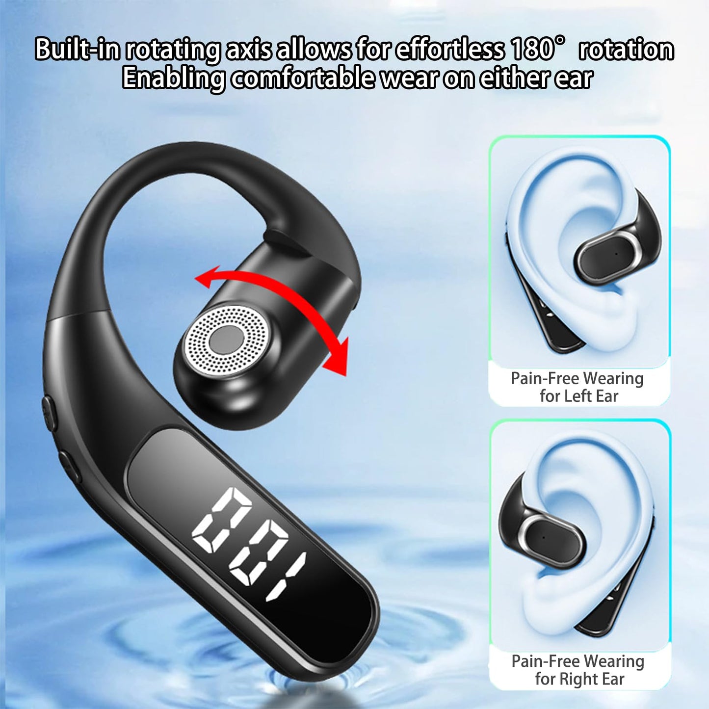 FJHBL Single-Ear Bluetooth Headset with Bluetooth 5.5, ENC Noise Cancellation, HiFi Sound Quality, and 360° ACS Panoramic Audio. Compatible with Both