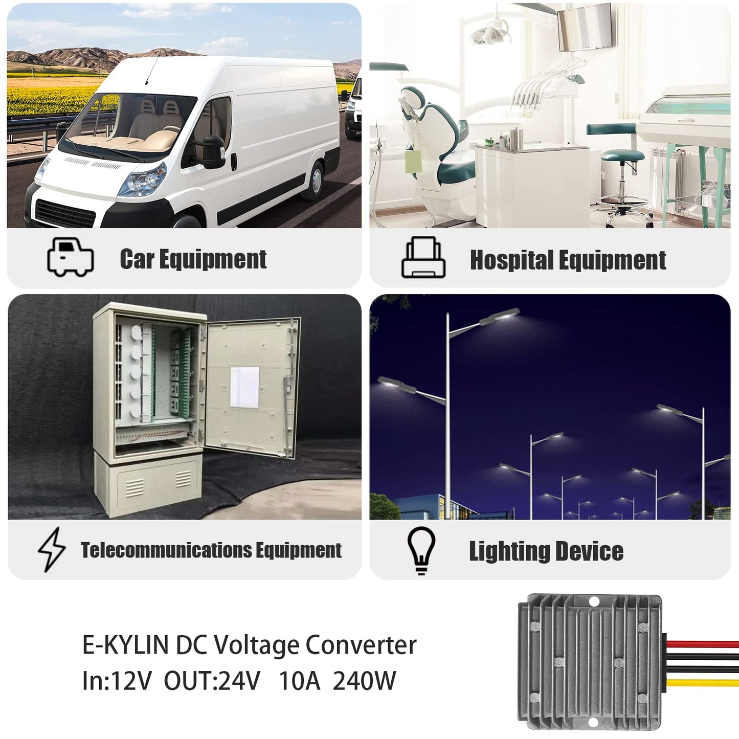 DC 12v to 24v Step up Converter Regulator 10A 240W Power Supply Adapter for Motor Car Truck Vehicle Boat Solar System etc.(Accept DC9-20V Inputs)
