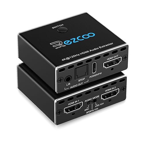 HDMI 2.1 Audio Extractor 4K 120Hz VRR ALLM HDCP2.3 HDR10 ARC Switch 2 in 1 Out Audio Converter- SPDIF 5.1CH Optical Toslink,Stereo Audio Breakout