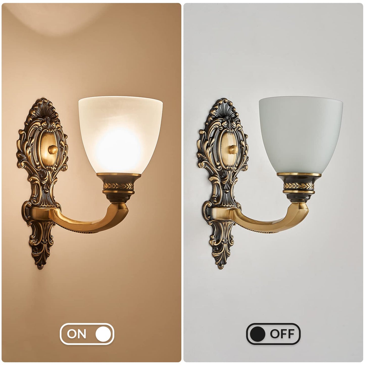 NOXARTE 2 Pack Vintage Wall Sconce Brass Wall Mounted Light Ceiling Fixture with Milk White Glass Shades for Living Room Bedroom Hallway
