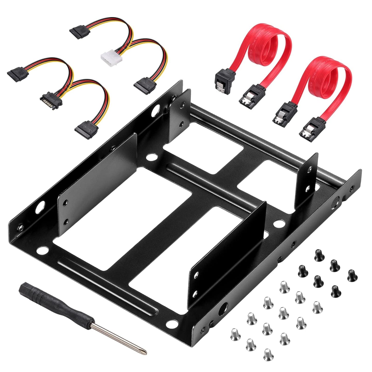 S.H.Y SPRUCES SSD Metal Mounting Bracket Kit, 2.5 to 3.5 Hard Drive Adapter, Compatible with Any 2.5 to 3.5 Drive Bay, with SATA Data Transfer Cable