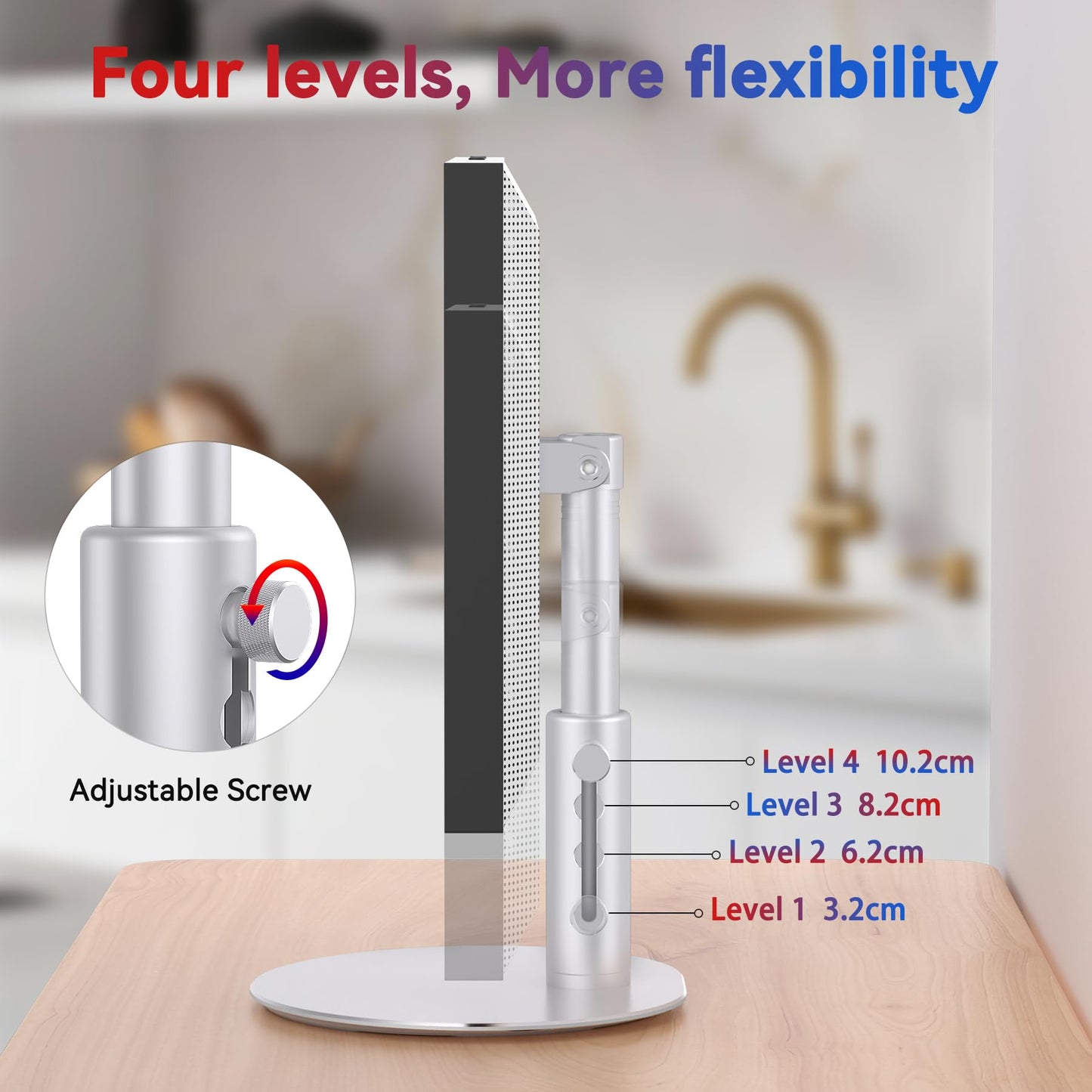 ITSHOM Stand for Echo Show 15 (1st, 2nd Gen), Echo Show 21 with Swivel and Tilt Design, 4-Level Height Settings, Aluminum Mount Stand for Show 21