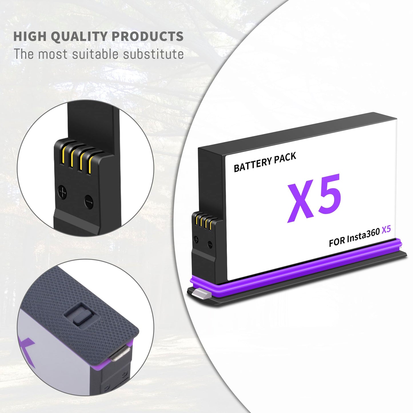2-Pack 360 X5 Battery Compatible for Insta360 X5, for Insta360 X5 Camera with Fast Dual Battery Charger Hub and Charging Cable Upgrade Batteries 3.89V
