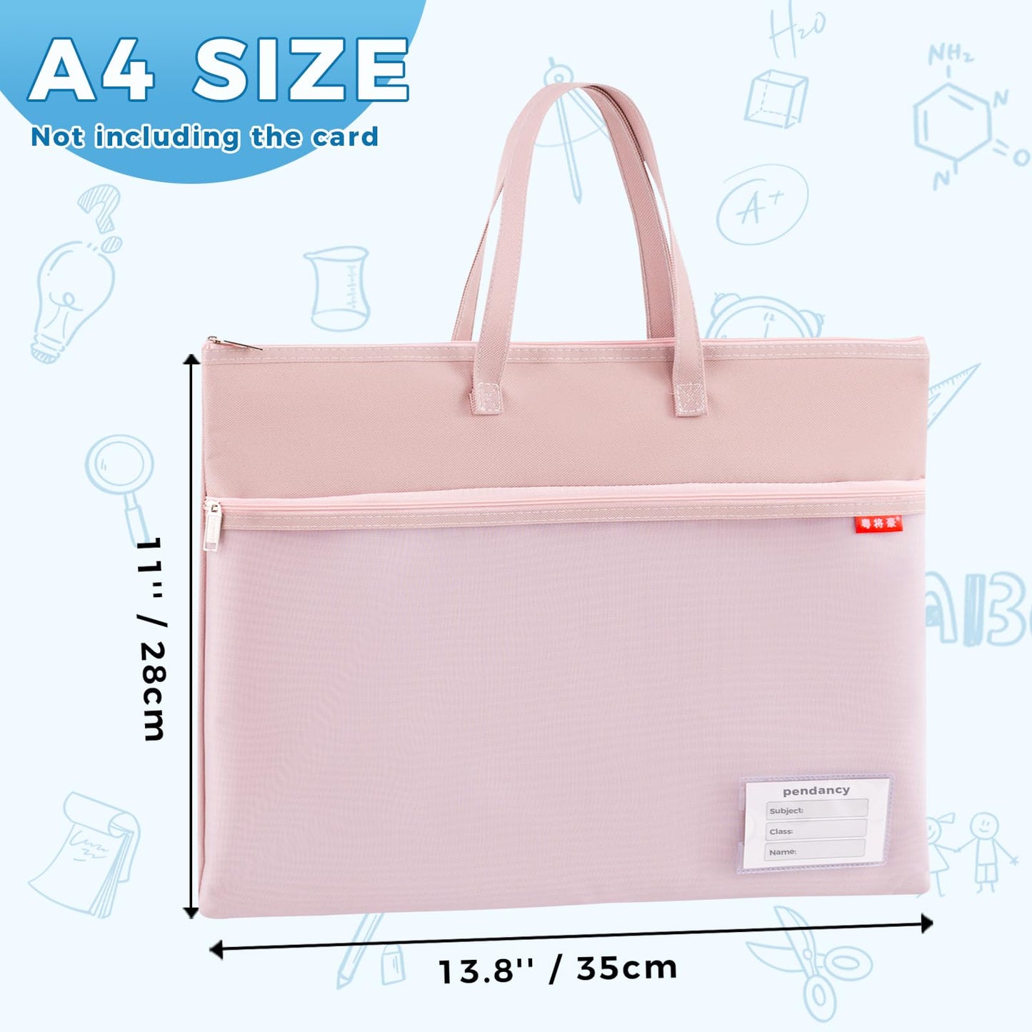 Pendancy Mesh Zipper Pouch A4 Size, Large Double Pocket Waterproof File Bag with Handle, 11x13.8 in Foldable Document Storage for Puzzle Project/Cross