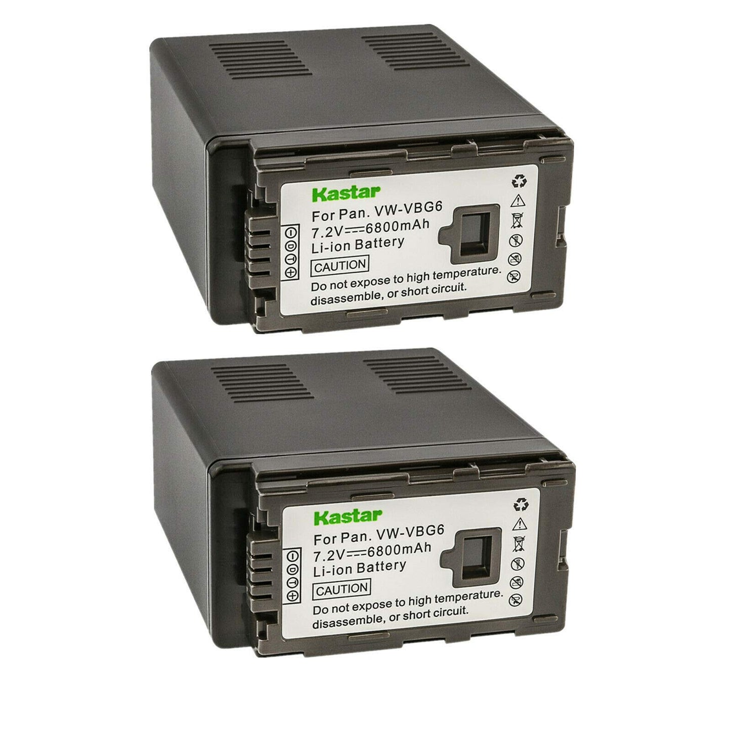 Kastar 2-Pack VW-VBG6 Battery Replacement for Panasonic VW-VBG6 VW-VBG6GK VW-VBG6-K VW-VBG6PPK CGA-E625 Battery, DE-A38, VSK0631, VSK0698 Charger