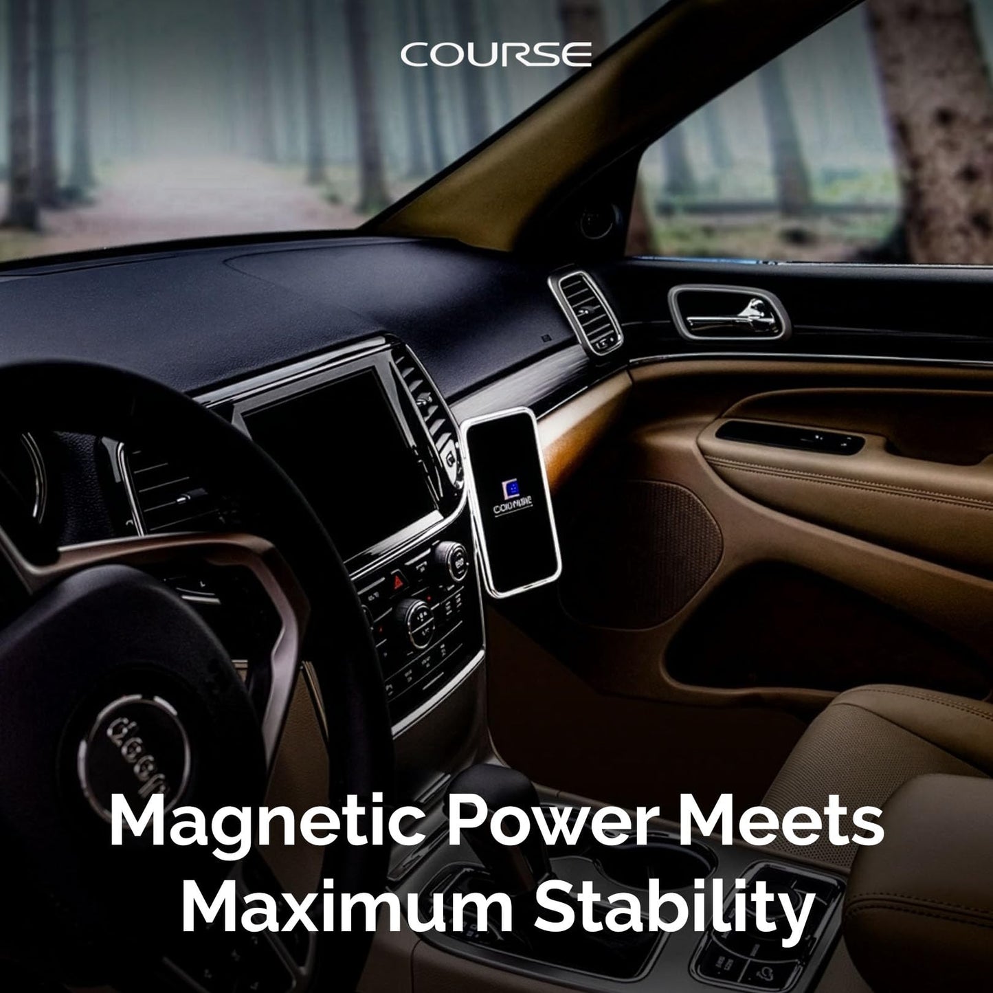 Course Motorsports Direct Fit Phone Mount | MagSafe Compatible | Wireless or Magnetic Charging Head | Custom Dash Mount | Compatible with Jeep Grand