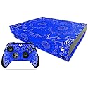 MightySkins Skin Compatible with Microsoft Xbox One X - Blue Bandana | Protective, Durable, and Unique Vinyl Decal wrap Cover | Easy to Apply, Remove