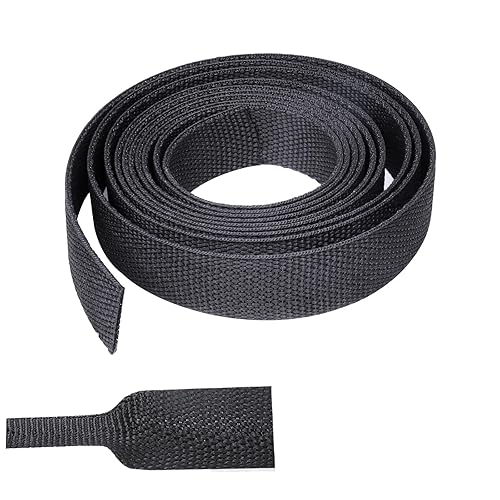 BuyUneed Braided Sleeving Heat Shrinkable Fabric 2:1 Ratio- Abrasion Protection Flexibility Wiring Harness Cable Sheath (3/8" ID, 16ft)