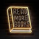 Read More Books Neon Sign,Dimmable Inspirational Read LED Lights Up Signs for Classroom Library Bedroom Office Dorm Wall Decor Desk
